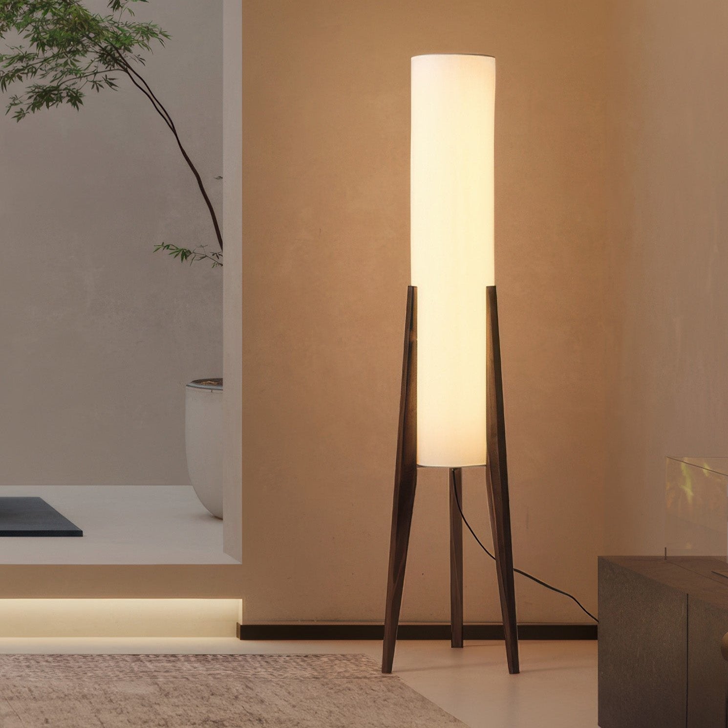 Floor Lamp in Solid Walnut Wood Art Lamp