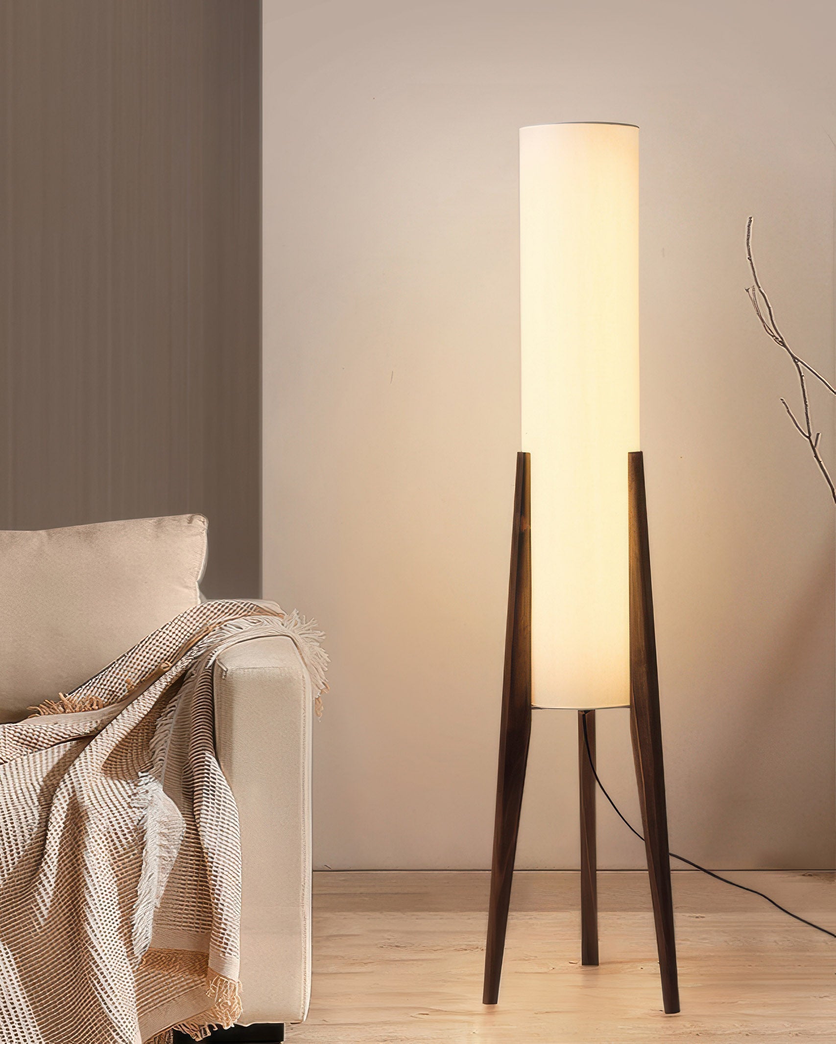 Floor Lamp in Solid Walnut Wood Art Lamp
