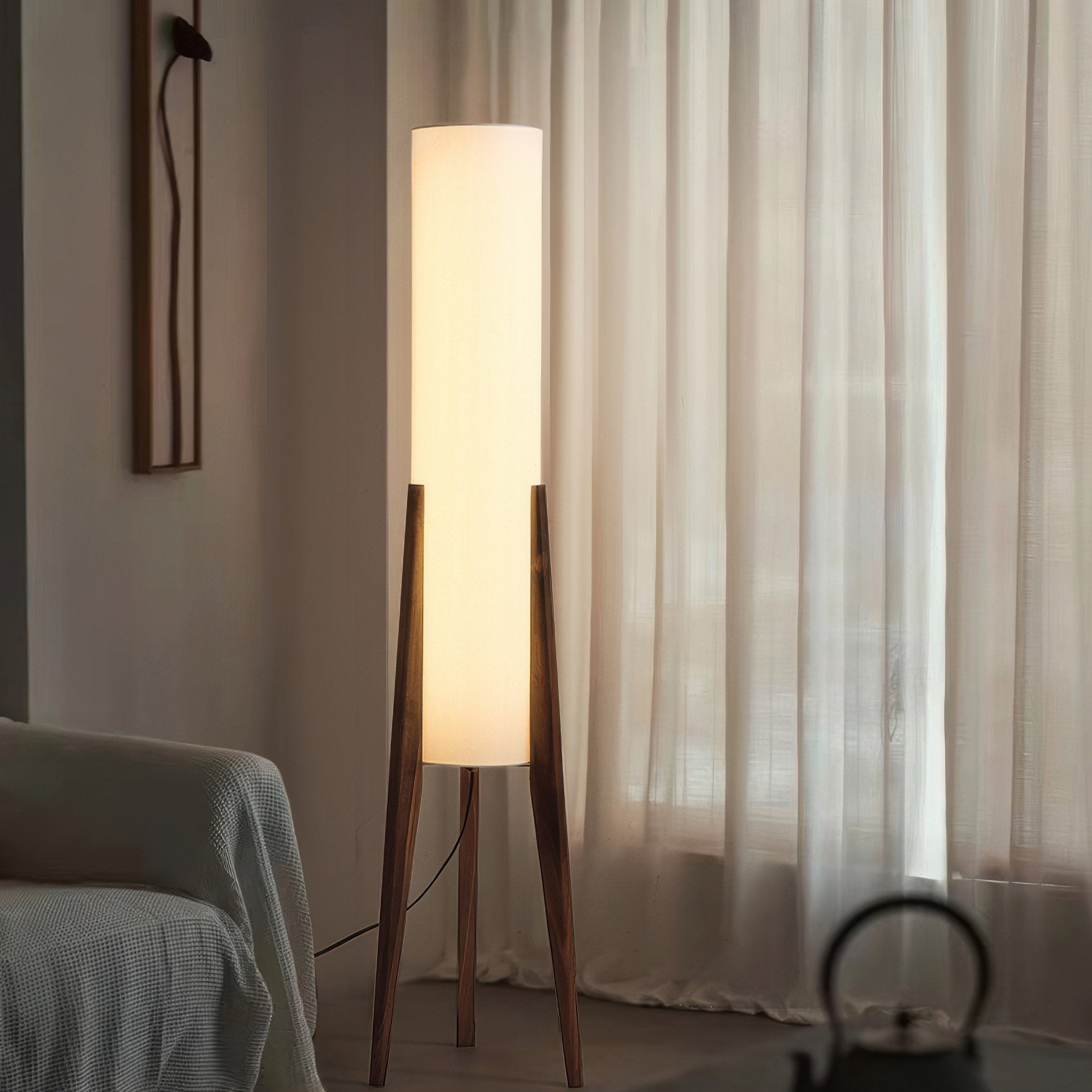 Floor Lamp in Solid Walnut Wood Art Lamp